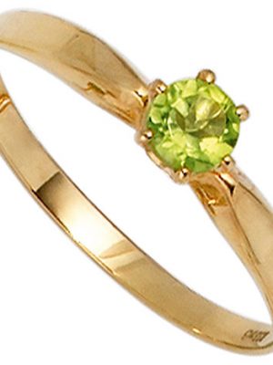 SIGO Damen Ring 585 Gold Gelbgold 1 Peridot grün Goldring