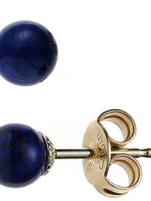 SIGO Ohrstecker Kugel 585 Gold Gelbgold 2 Lapislazuli blau Ohrringe Goldohrstecker