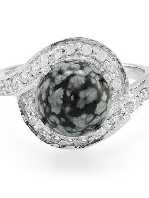 Schneeflocken-Obsidian-Silberring