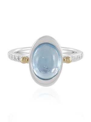 Aquamarin-Silberring mit Gold (Granulieren)
