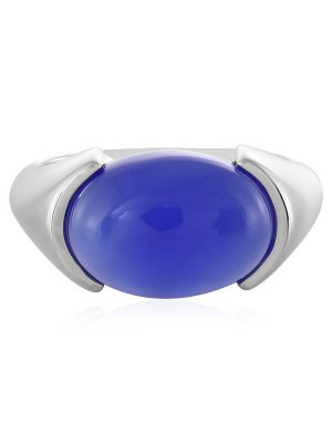 Blauer Chalzedon-Silberring