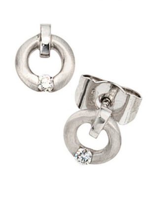 JOBO Paar Ohrstecker Runde Ohrringe mit Diamanten, 950 Platin