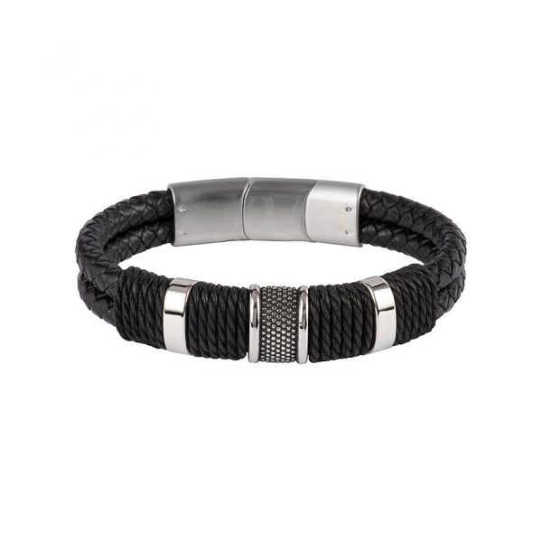 Jacques Lemans Armband S-B131A Leder, Edelstahl