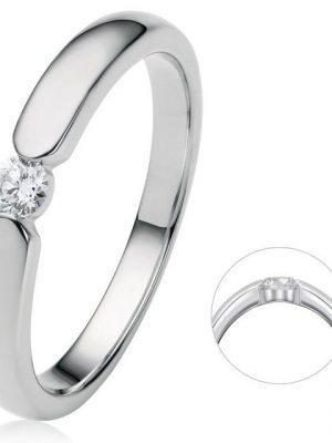 ONE ELEMENT Diamantring 0.13 ct Diamant Brillant Spannfassung Ring aus 950 Platin, Damen Platin Schmuck Spannfassung