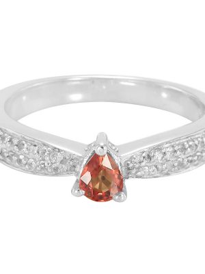 Oranger Saphir-Silberring
