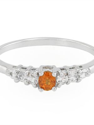 Oranger Saphir-Silberring