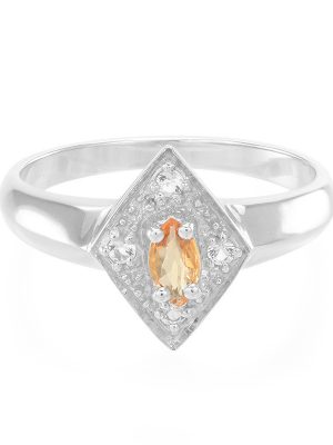 Oranger Saphir-Silberring