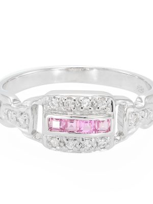 Pinkfarbener Ceylon-Saphir-Silberring