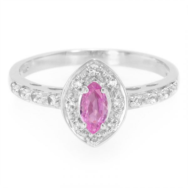 Pinkfarbener Saphir-Silberring