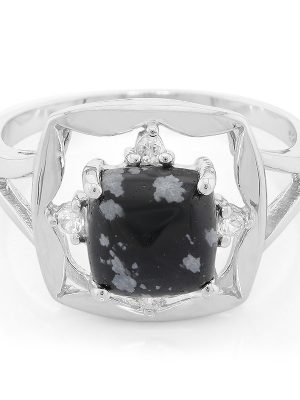 Schneeflocken-Obsidian-Silberring
