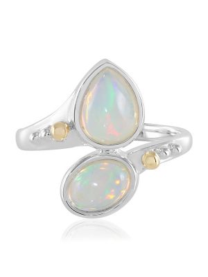 Welo-Opal-Silberring mit Gold (Granulieren)