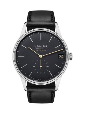 Nomos Glashütte Herrenuhr Orion neomatik 41 date new black 366